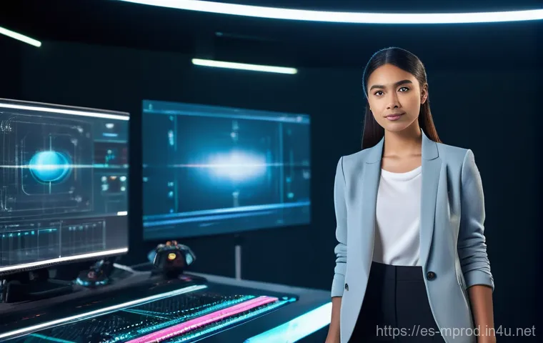 미디어 프로듀서 포트폴리오 작성법 - **Prompt 1: Innovative Filmmaker in a High-Tech Studio**
    "A young, diverse female filmmaker, in ...