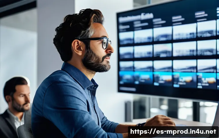 미디어 프로듀서 자격 취득 가이드 - A professional Spanish media producer organizing a film project in a modern office setting, surround...