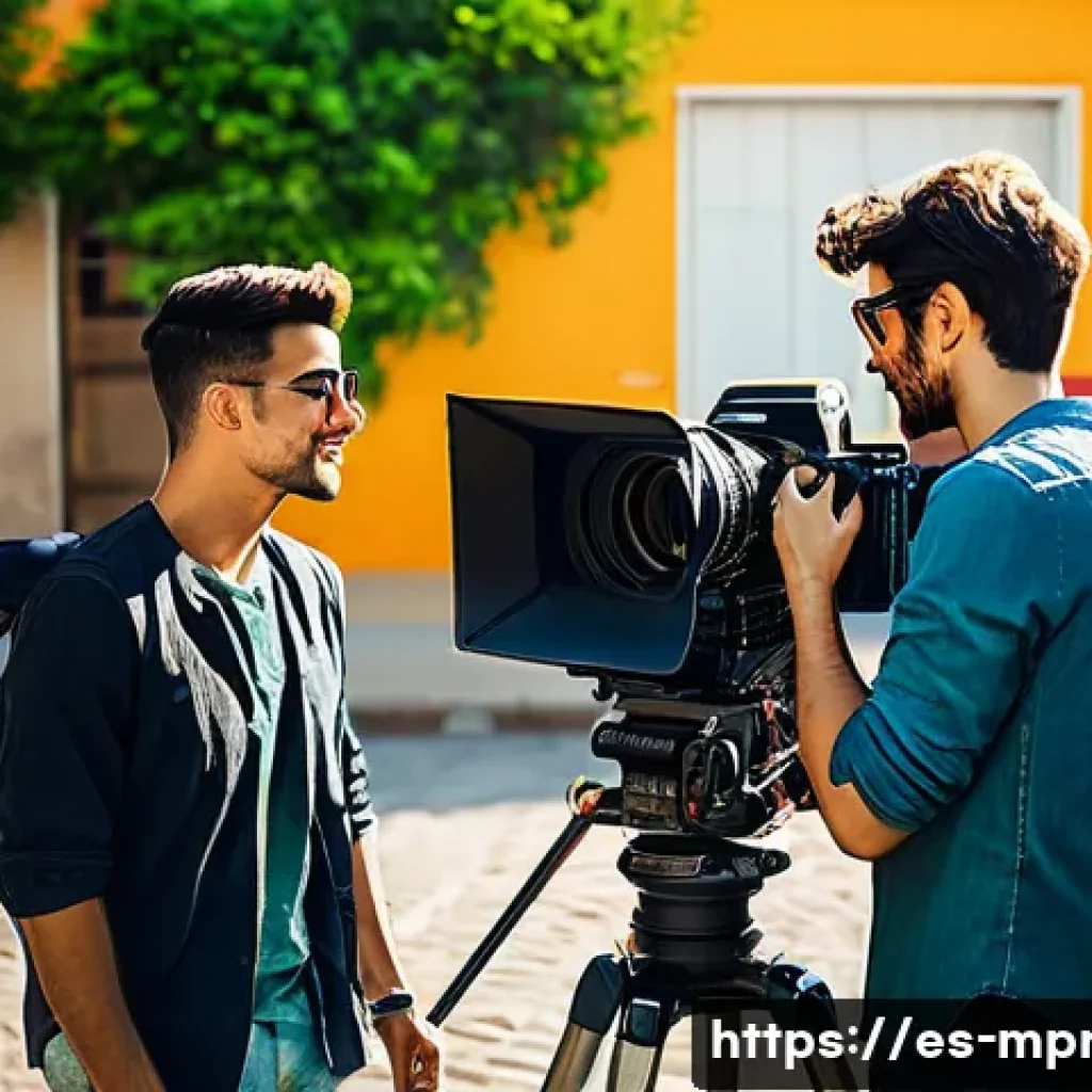 미디어 프로듀서 실무 경험 쌓는 법 - A vibrant scene of a young professional film crew collaborating on an independent short film set in ...