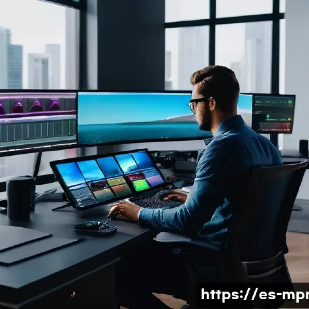 미디어 프로듀서가 선호하는 자격증 - A modern media production studio with a diverse team of professionals collaborating around multiple ...