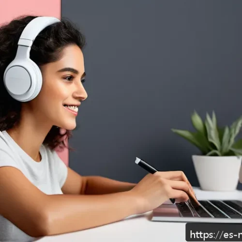 미디어 프로듀서 경력 개발 로드맵 - A modern digital content creator workspace featuring a young Hispanic woman in casual, stylish cloth...