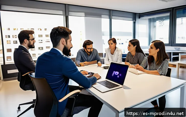 미디어 프로듀서의 성공적인 프로젝트 관리 - A diverse creative and technical team collaborating in a modern media production office in Spain, fe...