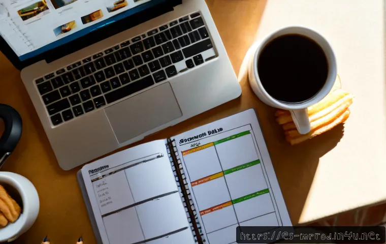 미디어 프로듀서 자격증 공부 스케줄 - Photorealistic overhead view of a Spanish-speaking aspiring media producer organizing a weekly certi...